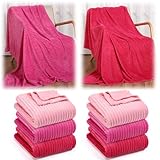 Buryeah 50 x 60 Inches Fleece Throw Blanket Soft Cute Warm Plush Flannel Fluffy Blankets for Sofa Couch Bed Seasons Employee Appreciation Gifts Bulk(Pink Rose Red,6 Pack)
