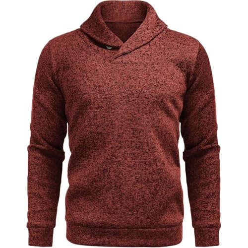 Men's Turtleneck Sweater Long Sleeve Solid Color Pullover Breathable Oversized Knit Top for Autumn Winter