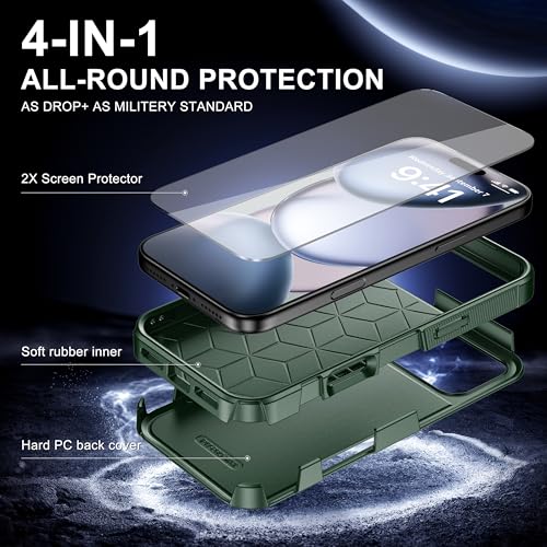 RonShieh for iPhone 17 Pro Max Case [Shockproof] [Dropproof] [Heavy Duty Protection] [Pocket-Friendly] Slim & Tough Non-Slip Protective Phone Cover for iPhone 17 promax 6.9inch, Teal Green - image 2