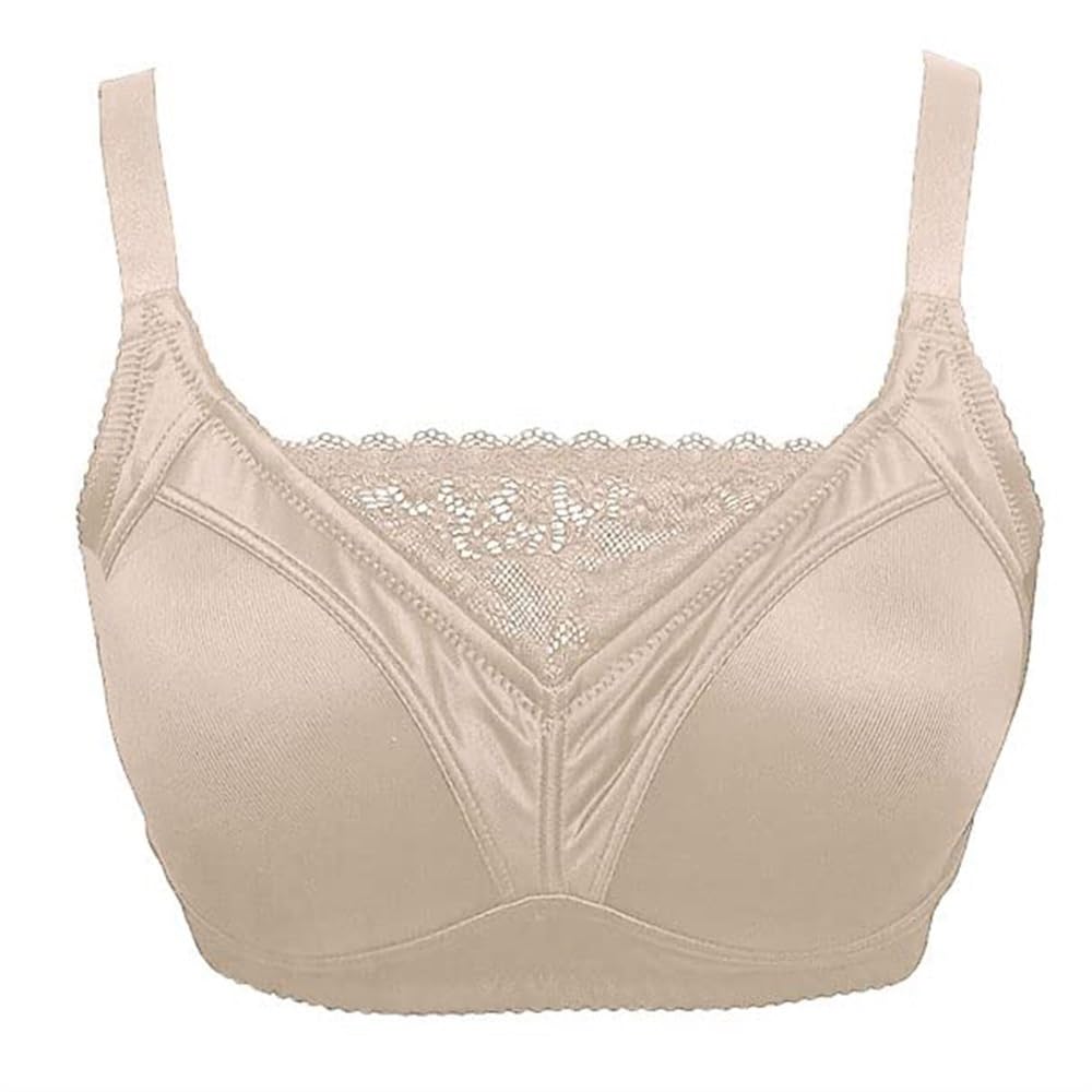 GHAKKE Women's Mastectomy Bra For Breast Prosthesis Support, Sexy Lace Post Surgery Bras Wireless Comfort Daily Bralette(Skin,B_38/85)