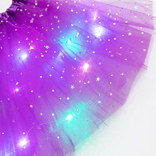 Kids Girls Baby Sequin Tutu Skirt Led Light Up Pettiskirt Ballet Clothes Dark Skirt #TOP3