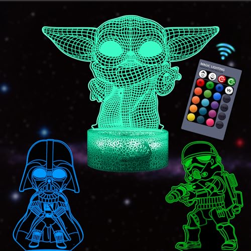 WFSLEI 3D Night Light 3 Pattern Baby LED Lamp LED Desk Lamp Baby Lamp Toys for Room Decor Boys Girls Kids Birthday Christmas Gifts