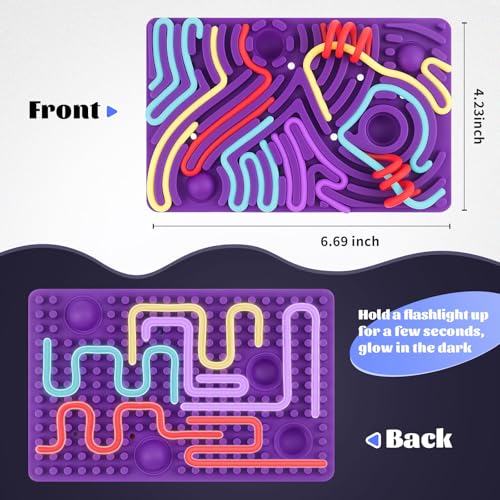 Sensory Activity Board, Silicone Sensory Toys for Kids with Autism, Glow in The Dark Fidget Toy for Anxiety, ADHD, Autism Sensorys Products for Kids 3+ Adults with 20 Strings