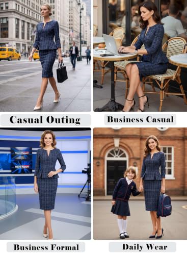 Image of VFSHOW Womens Work Business Office Front Zipper Peplum Church Sheath Dress