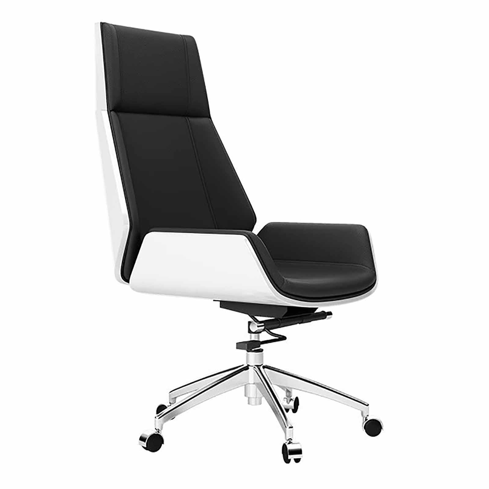 MYUYEE Ergonomic Executive Office Chair, Grey Leather Swivel Chair With Adjustable Height, Lumbar Support For Home And Office Use (Black)