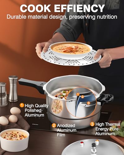image for WantJoin 10Qt Aluminum Pressure Cooker w/Release Valve & Multiple Prot