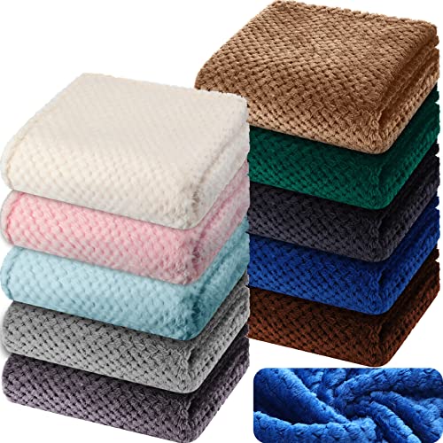 Image of Peryiter 10 Pieces Baby Fuzzy Blankets 30 x 40 Inch Toddler Soft Throw Blankets Warm Newborn Receiving Infant Blanket for Crib Bed Infant Stroller Travel Nursery Supplies (Vivid Color)