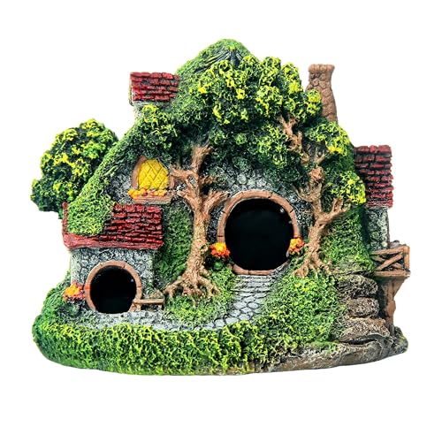 Image of RVQIGYP[Magic Underwater Cabin Fish Tank Landscaping Hobbit House Decoration | Handmade Resin Material Waterproof and Anti-Fading | Fairy Tale Style Aquarium Landscaping Give Away Water Plants