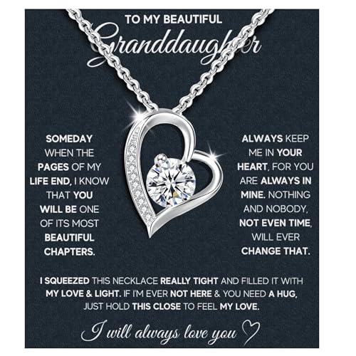 Granddaughter Necklace Granddaughter Gifts From Grandma Grandpa To My Granddaughter Necklace Christmas Graduation Birthday Gifts With Message Card & LED Box