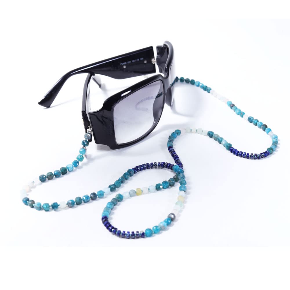 Catena occhiali da vista e da sole con pietre dure naturali Apatite pietra Morganite con Demi Diaspro colorato