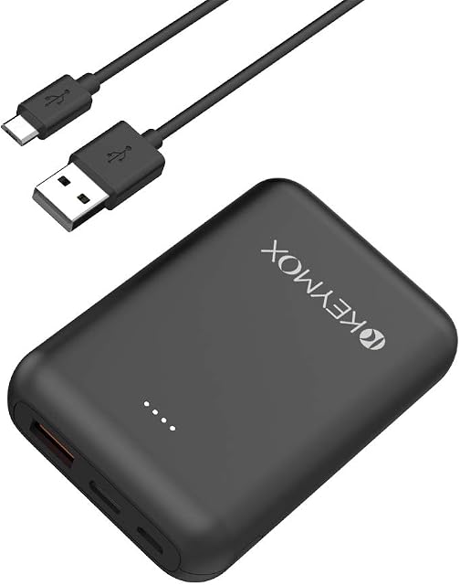 Keymox Portable Charger,KEYMOX 10000mAh Power Bank with Quick Charge 3.0 Technology and 18W USB-C Power Delivery, High-Capacity External Battery Pack Compatible with iPhone, Samsung, iPad, and More.