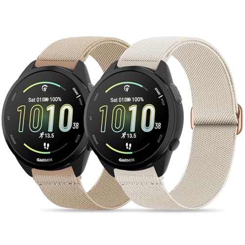 Wizvv Correa para Garmin Vivoactive 5/3/Venu/Venu 2 Plus/sq/sq 2/Forerunner 55/245/645, correa de repuesto de liberación rápida de 20 mm para Garmin Vivomove HR/Vivoactive 6, Apricot/Walnut, Nailon