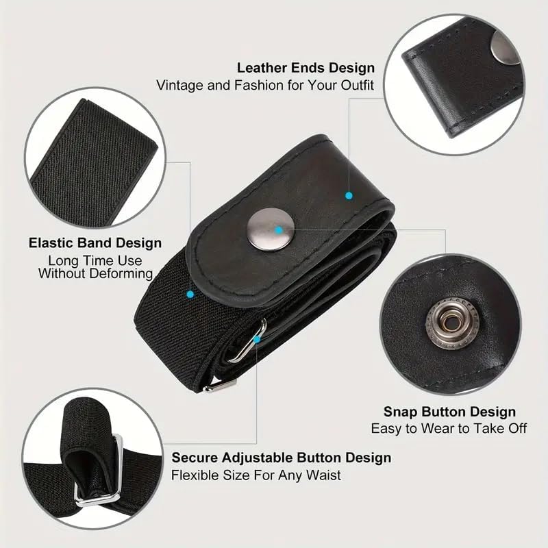 No Buckle Invisible Belt, Adjustable Unisex Elastic Half Belt No Bulge No Hassle Invisible Belts for Jeans Pants2