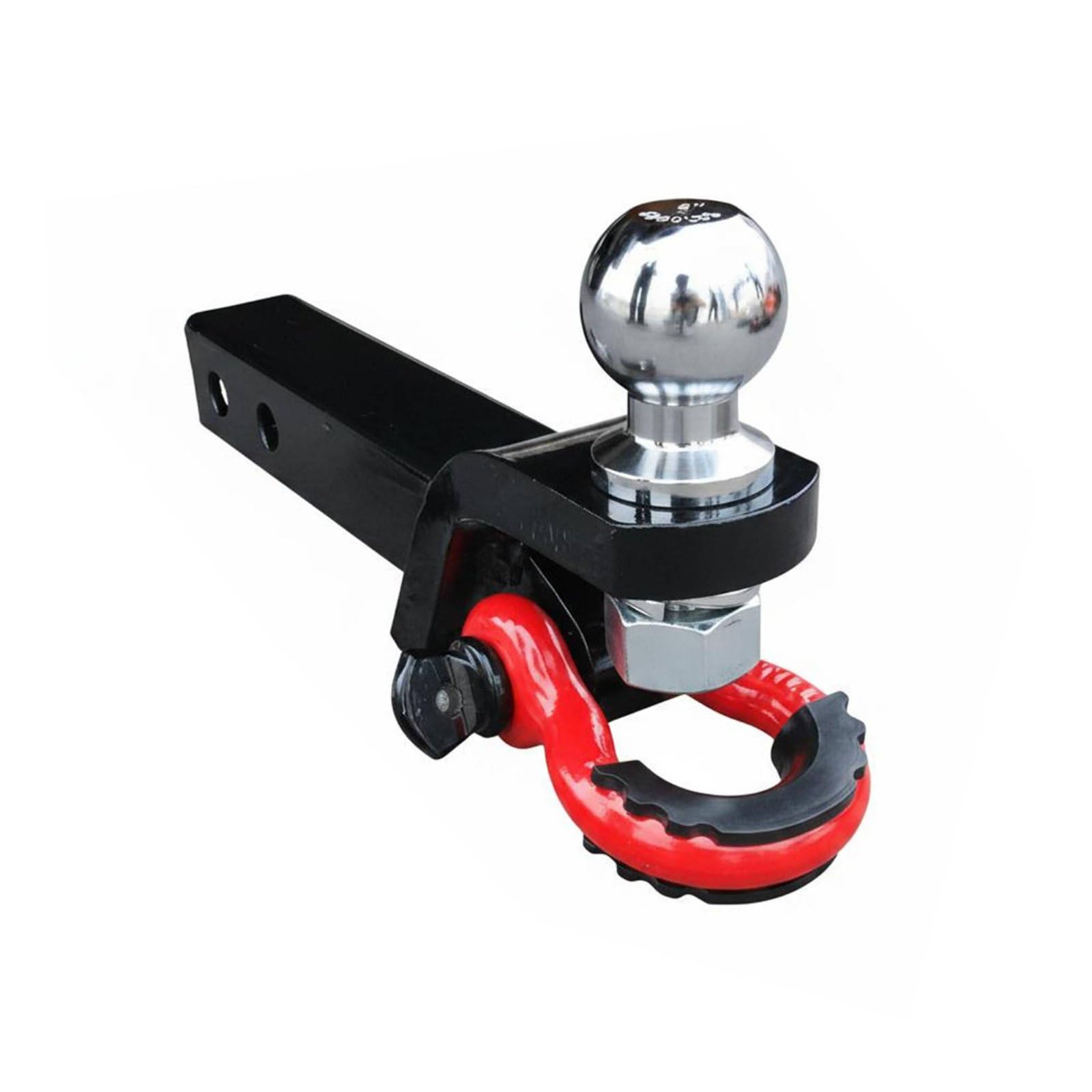 predolo Enganche de Remolque con Bola y Grillete Propósito Doble Kit de Enganche Bola y Grillete Bloqueo Antirrobo para Todoterreno, Grillete Rojo+Brazo Ngr