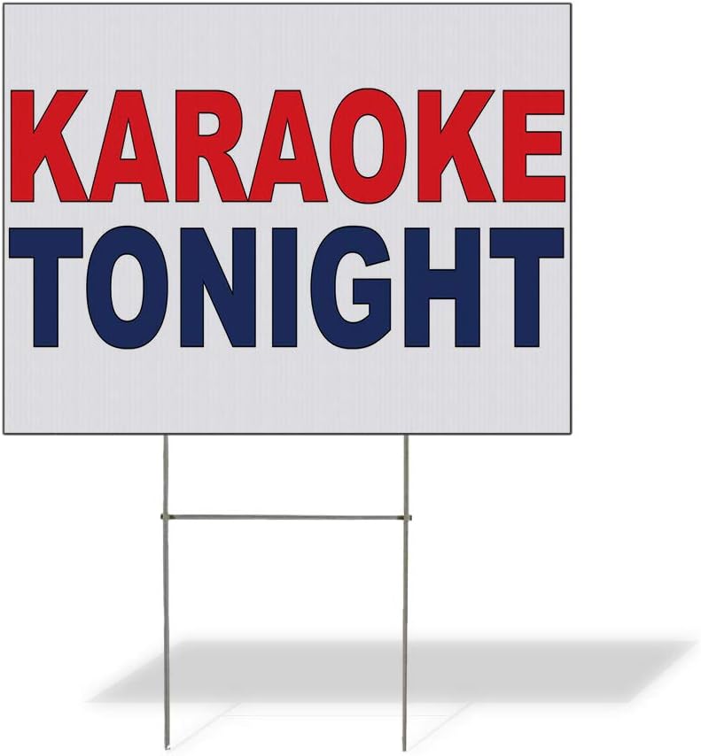 Fastasticdeals Weatherproof Yard Sign Karaoke Tonight Red Blue Lawn Garden General Music 24x18 Inches 1 Side Print