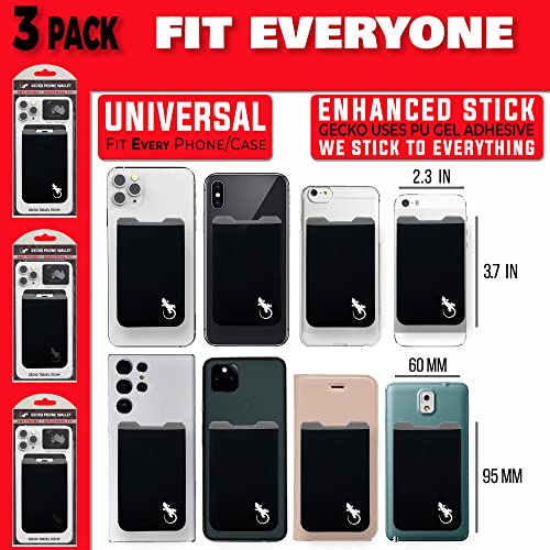 Gecko-Travel-Tech-Mobile-Phone-Wallet-Adhesive-Card-Holder-Pouch-Smartphones-Carry-Credit-Cards-Cash-3-Pack-Black-WhiteBlack-BlackBlack-Gray