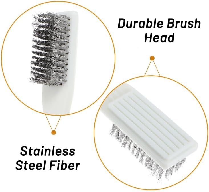 4 Pack Bowling Shoe Brushes - Stainless Steel Wire Cleaning Scrubber for Shoes Sliders Golf Cleats and Boots - Durable Brush Cleaner Kit for Mud and Dirt (White)