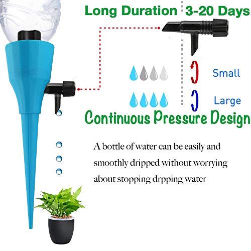 OZMI Plant Self Watering Spikes Devices, 12 Pack Automatic Irrigation Equipment Plant Waterer with Slow Release Control Valve, Adjustable Water Volume Drip System for Home and Vacation Plant Watering