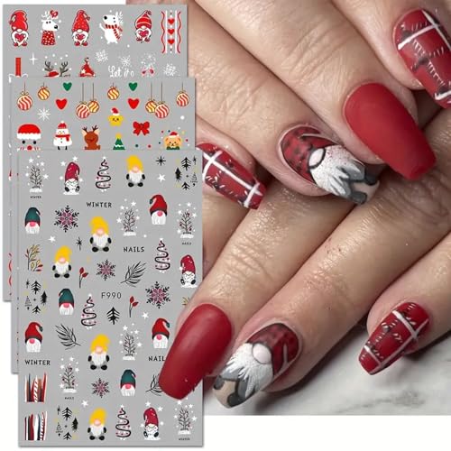 6 Sheets Christmas Nail Art Stickers