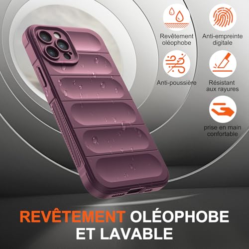 Coque en silicone compatible avec iPhone 12 Pro Max étui protection antichoc violet