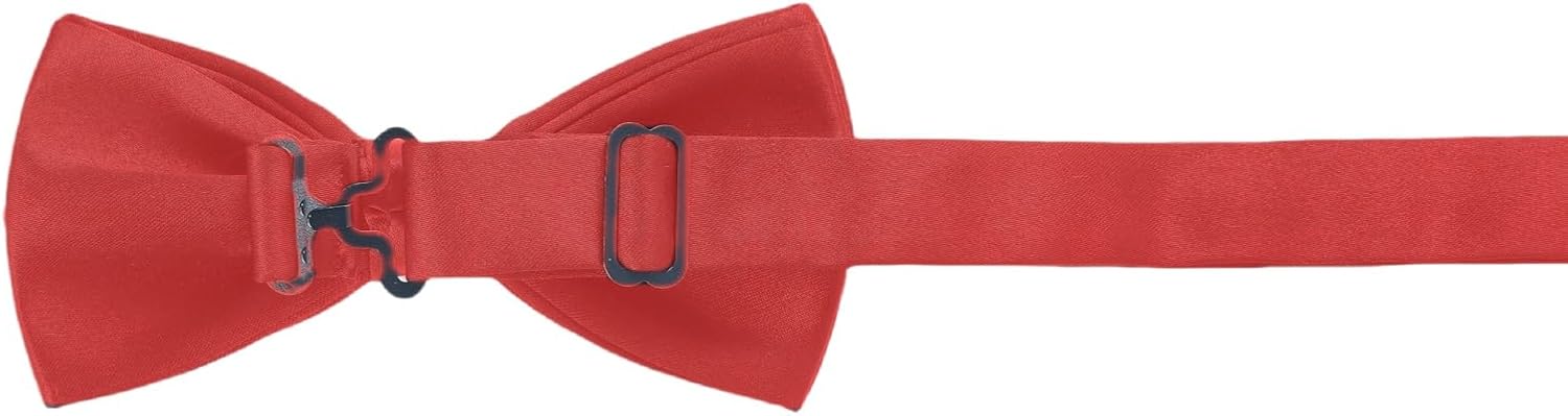 Classic Pre-tied Bow Tie Adjustable Length Satin Bowtie for Mens Women Wedding Party