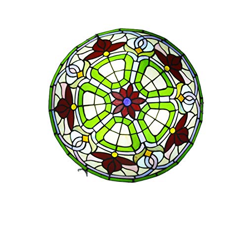 Plafonnier rétro artisanal en vitrail rond E27 finition prestige - 4