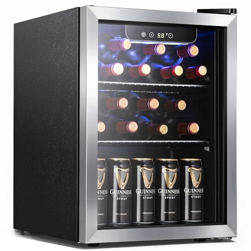 Image of Antarctic Star 1.7 Cu.Ft Beverage Cooler for Up to 68 Cans, Compact Drink Fridge with Stainless Steel Glass Door, Digital Display and Electronic Temperature Control, Silver