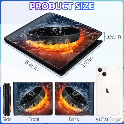 Image of Boys Wallet for Kids, Cool Kids Wallet for Boys Ages 8-10 9-12 11-15, Funny Ice Hockey Leather Bifold Rfid Blocking, Coin Pocket Id Window for Teen Men Youth Guys Birthday Christmas Gifts
