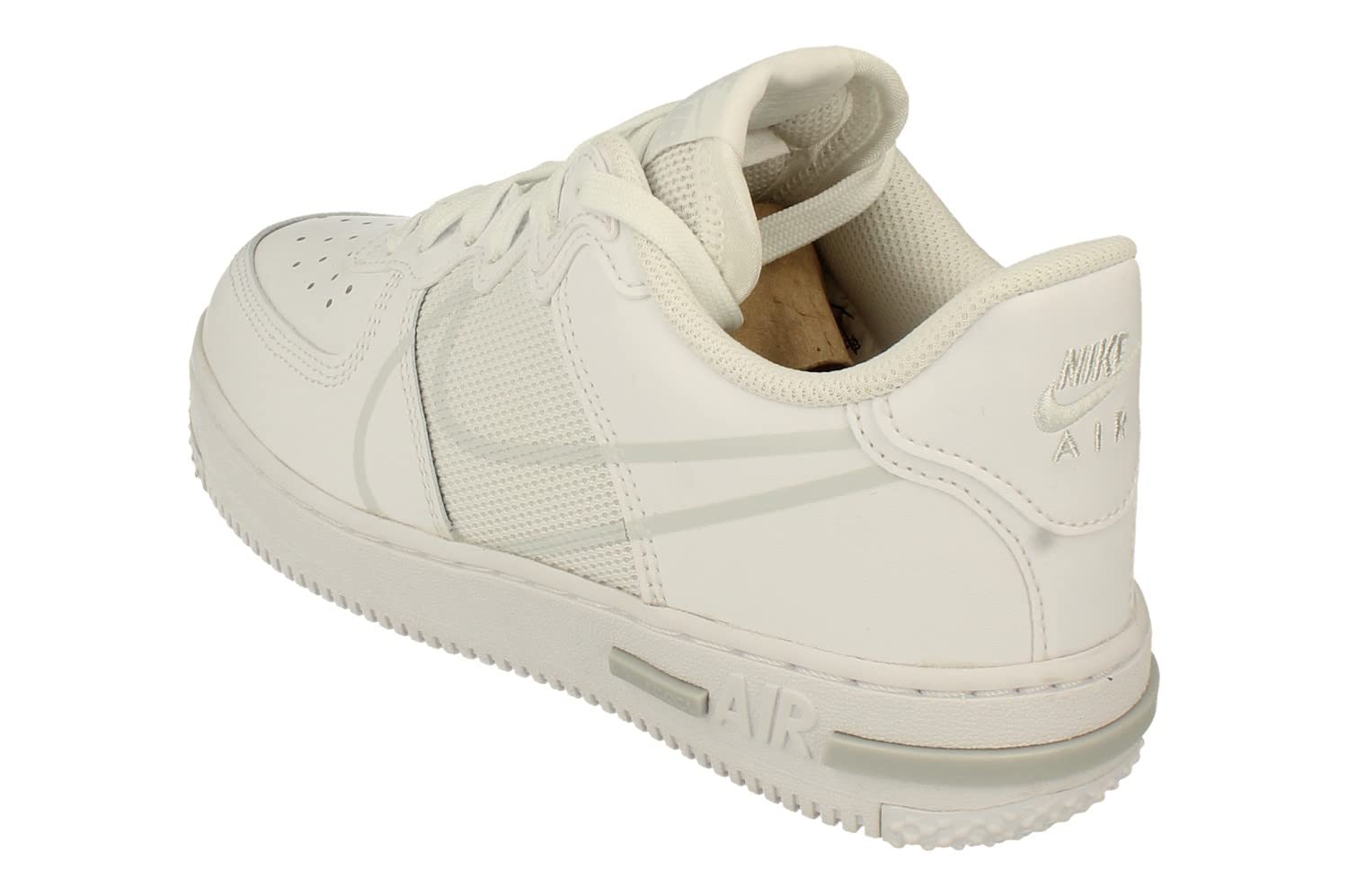 Nike Air Force 1 React SU GS Trainers CT5117 Sneakers Shoes (UK 6 US 6.5Y EU 39, White Pure Platinum 101)