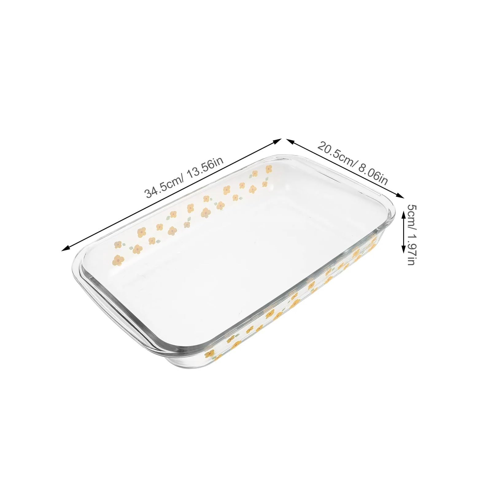 Pirofila in vetro 2.2L, rettangolare profonda per forno | Pirofila in vetro resistente al calore per microonde e forno, 34.50 x 20.50 x 5.00 cm