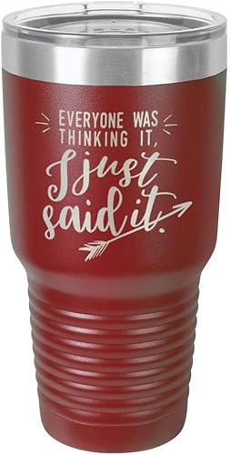 Miniatura 10 de EVERYONE WAS THINKING IT I JUST SAID IT Navy Vaso de 30 onzas con popote y tapa superior deslizante  Taza de viaje de acero inoxidable  Comparar con