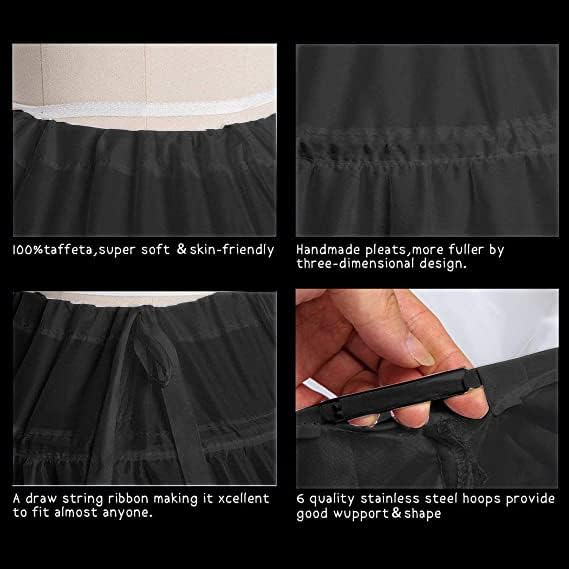 6-Hoops Hoop Skirt Crinoline Petticoat for Wedding Dress Crinoline Underskirt Ball Gown Petticoat for Women - Image 5