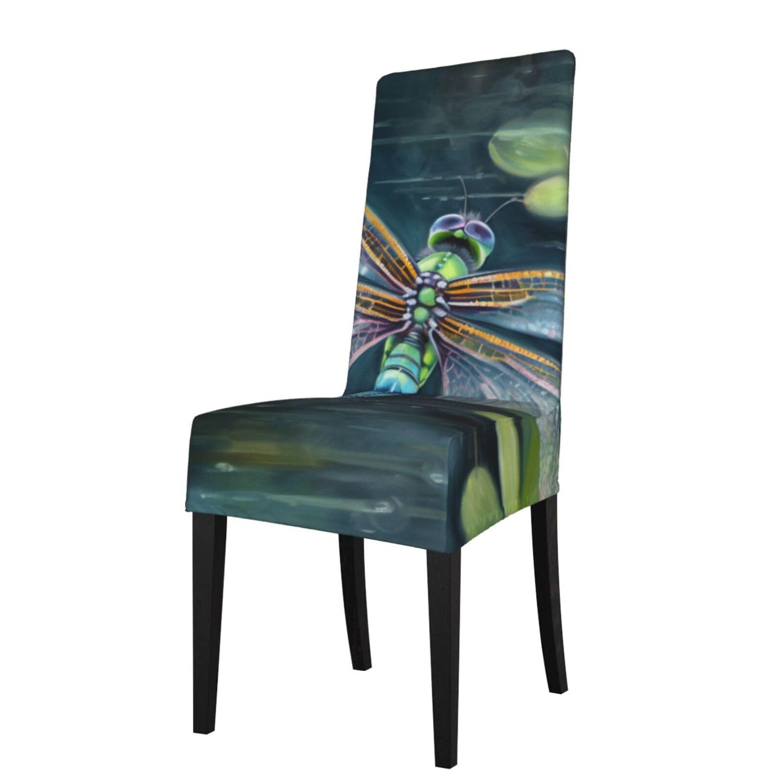 WPKJU Dragonfly Painting Print Dining Chair Covers Removable Chair Seat Covers Decorative for Kitchen & Bar Stools