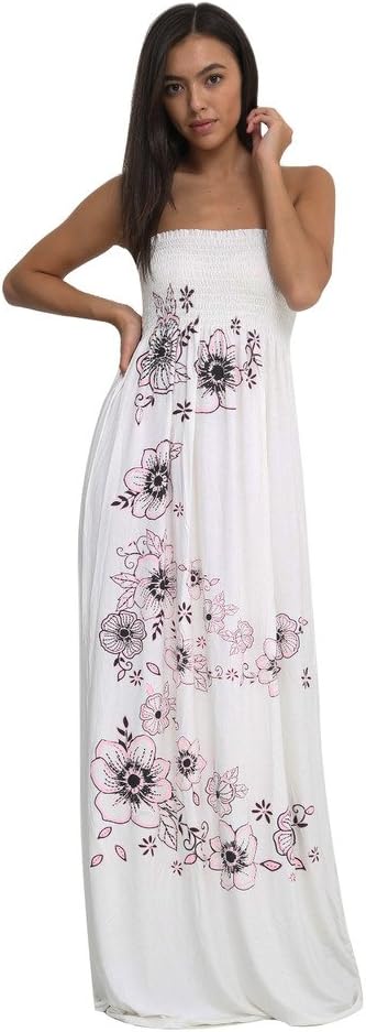 Ditzy Fashion Women's Plain Sheering Boob Tube Maxi Dress