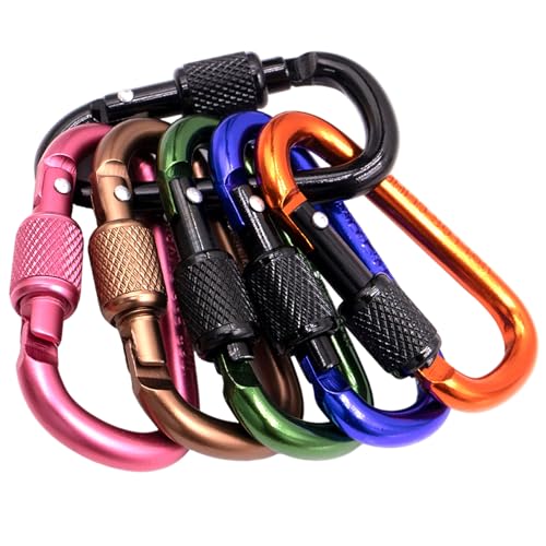Primasage 10 Pieces 2.24 Inch Carabiner Clip, Aluminium D-Shape Carabiner Clip Heavy Duty, Climbing Clips for Outdoor, Camping, Fishing, Hiking, Backpacking