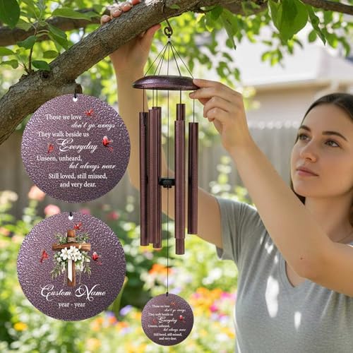 Image of Customized Windchimes in Memory of a Loved One, Memorial Wind Chimes for Loss of Loved One, Sympathy Gifts for Bereavement Remembrance