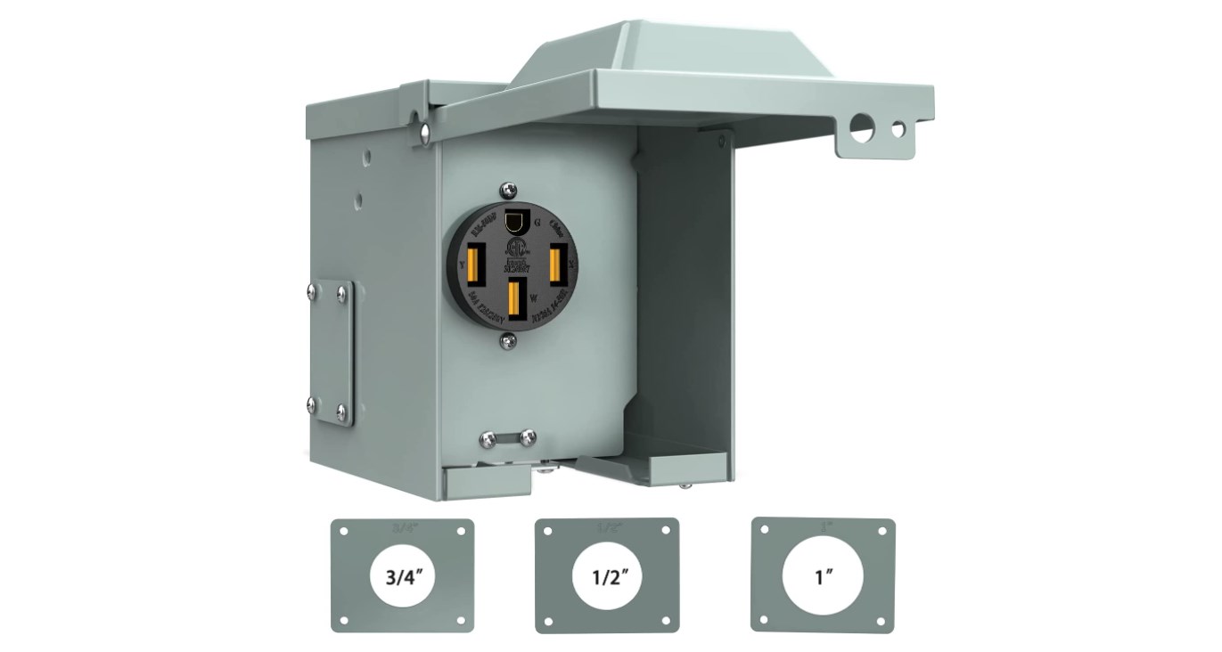 Image of Nilight 50AMP RV EV Power Outlet Box 125 /250V ETL Listed 14-50R Receptacle | Heavy Duty Pre-drilled Enclosed Lockable Box Waterproof for Camper Caravan Motorhome Van