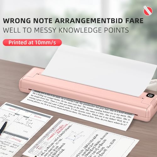 Image of A4 Portable Printer with Inkless Thermal Printing Technology, 200dpi Resolution, 1000mAh Rechargeable Battery for iOS and Android, Mini Thermal Printer