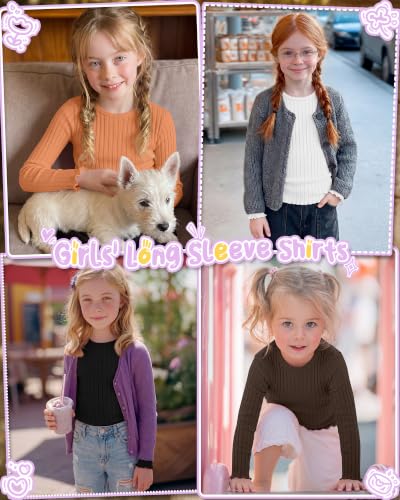 Image of 4 Pack Toddler Girls' Long Sleeve Shirts Cotton Tops