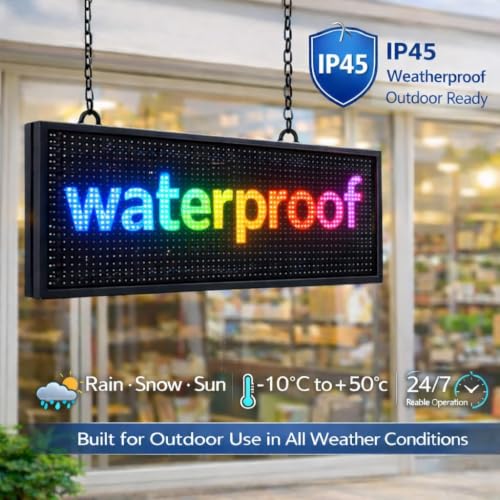 Image of YHY P10 LED Sign 39 inchx14 inch Outdoor Waterproof LED Display, High Brightness WiFi Programmable Scrolling Message Board for Store, Restaurant, Advertising