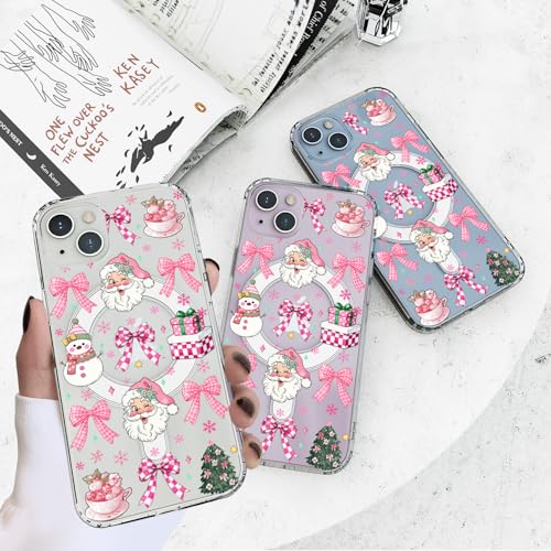 Coque iPhone 15 Plus transparente magnétique rose de qualité supérieure