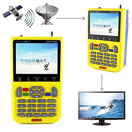 Satellite Finder, V8 Finder, Free Sat FTA, 1080P full HD DVB-S/S2 Digital Satellite Signal Meter, free to Air Sat Finder with 3.5 inch LCD Screen Supports Adjusting Sat Dish and Surveillance Camera