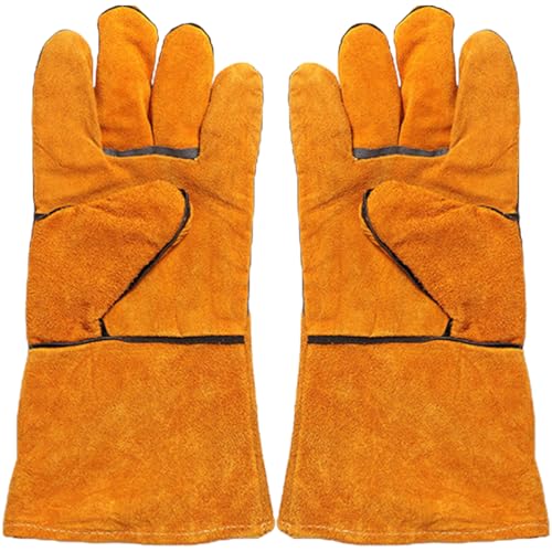 LALAFINA 1 Par guante de barbacoa libre cocinando Grill Mitts Guantes de cocina Guantes de parrilla resistentes al calor guantes guante de parrilla poliéster Naranja