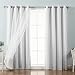 Best Home Fashion Mix & Match Tulle Sheer Lace & Blackout Curtain Set - Antique Bronze Grommet Top - Vapor - 52"W X 84"L - (2 Curtains and 2 Sheer curtains)
