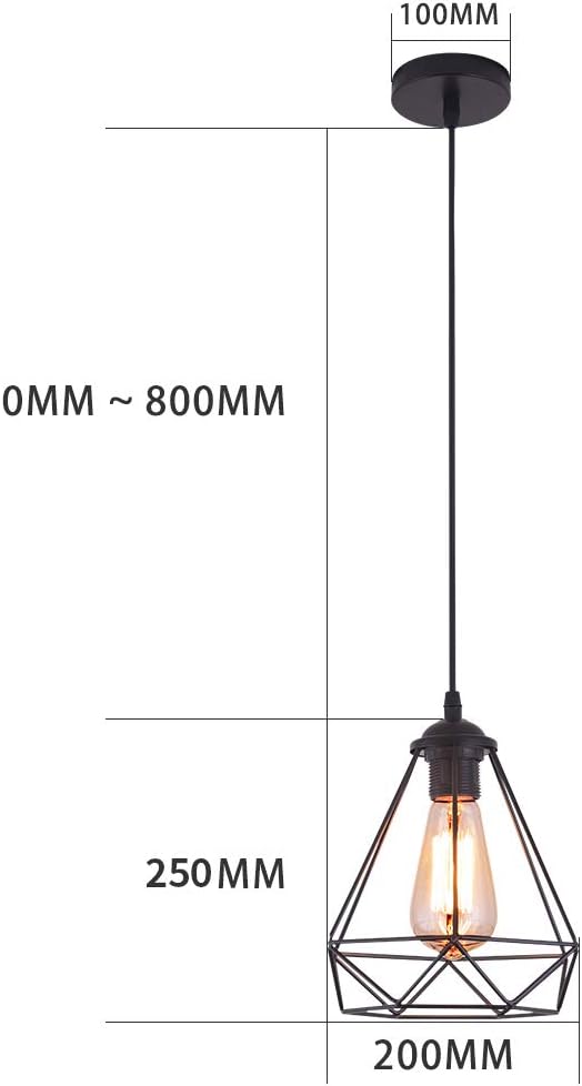 MAXDUYU Vintage Hanglamp Cage Hanglamp, E27 Zwart Hangende Lampen, Retro Zwart Metalen Lampenkap Licht voor Keuken, Bar, Woonkamer photo 2