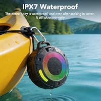 Tragbarer Mini Bluetooth Lautsprecher, Musikbox Bluetooth mit Licht, Kräftiger Klang, IP68 Wasserdicht/Staubdicht, Schwimmfähig, 20h Spielzeit, TWS & TF-Karte, Bluetooth Box für Dusche/Wandern/Reisen – Ansicht 3
