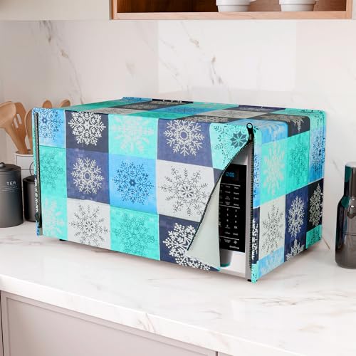 Image of Kuber Industries 20 Ltr PVC Microwave Oven Cover for Kitchen | Microwave /Oven /Otg Cover - Protects from Spills, Stains & Scratches | Star Print - Green & Blue