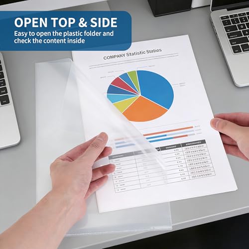 Dossier plastique transparent A4 professionnel pour documents professionnels - Lot de 60