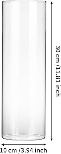 Miniatura 2 de Fixwal Juego de 2 jarrones cilíndricos de vidrio transparente para centros de mesa, 12 x 4 pulgadas de alto, jarrón flotante de vidrio para mesa,