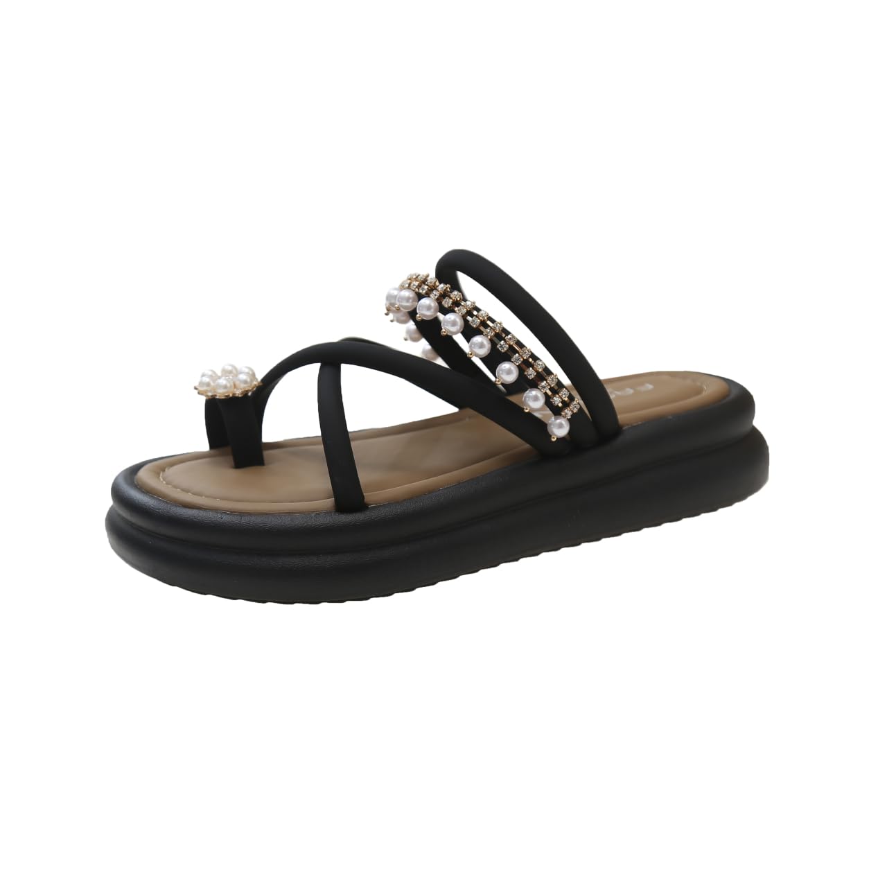 Hhhchpm Women's Rhinestone Flower Decor Slide Sandals, Casual Clip Toe Summer Shoes, Comfortable Beach Shoes，Women's Footwear